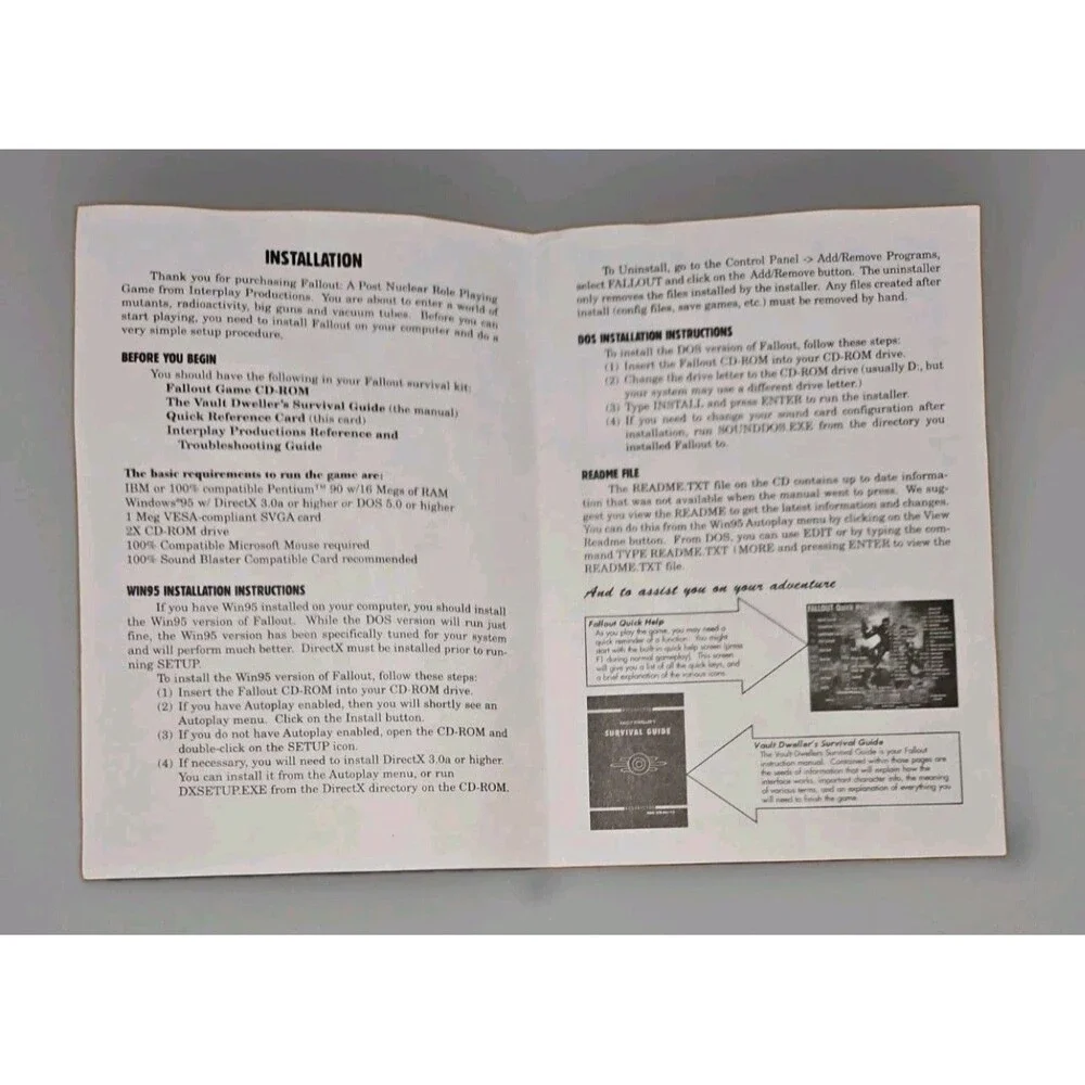 Fallout Vault Dweller's Quick Reference Card **RARE**